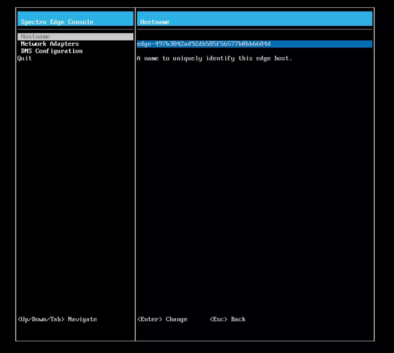 A terminal user interface showing displaying network configuration options